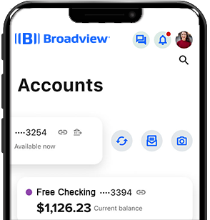 Cell phone with the Broadview app open