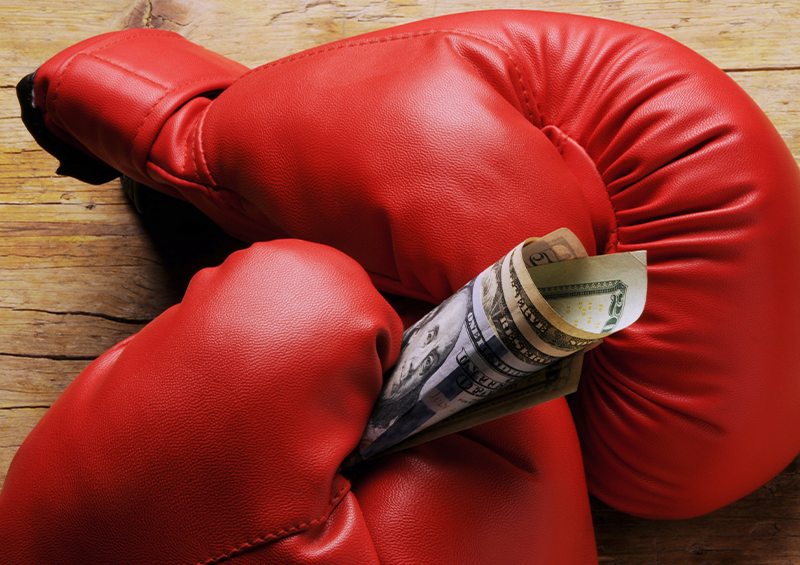 boxing gloves holding money